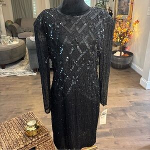 Cherish Elegant Black Sequin Long Sleeve Dress